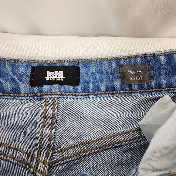 L&M Black Label Size Medium Ombre Cutoff mini Skirt Denim G12 - Picture 6 of 7